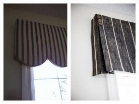 Before and after of a more current valance. Notice the button detailing.